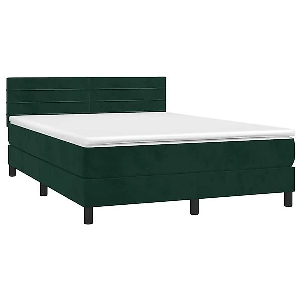 vidaXL Boxspringbett mit Matratze Dunkelgrün 140x190 cm Samt 3141362 günstig online kaufen