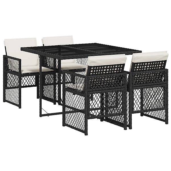 vidaXL 5-Tlg Garten-Essgruppe mit Kissen Schwarz Poly Rattan 3210714 günstig online kaufen
