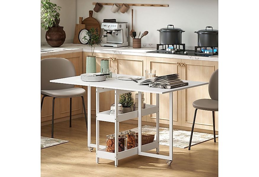 HOMCOM Klapptisch Esstisch Klappbar für 2-4 Personen mit 2 Offenen Ablagen günstig online kaufen