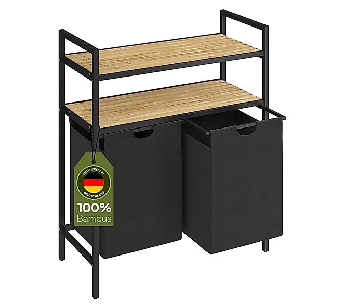 STEELSØN Wäschekorb Rigil aus Metall (2 Fächer (90 L) mit 2 Bambus-Ablage, günstig online kaufen