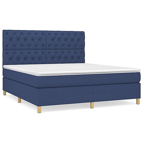 Vidaxl Boxspringbett Mit Matratze Blau 160x200 Cm Stoff günstig online kaufen