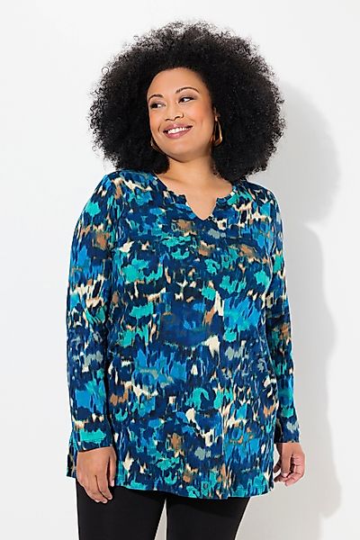 Ulla Popken Longshirt Longshirt A-Linie Tunika-Ausschnitt günstig online kaufen