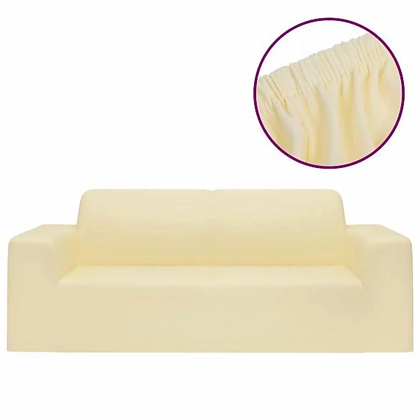 vidaXL Stretch Sofahusse 2-Sitzer Creme Polyester-Jersey günstig online kaufen