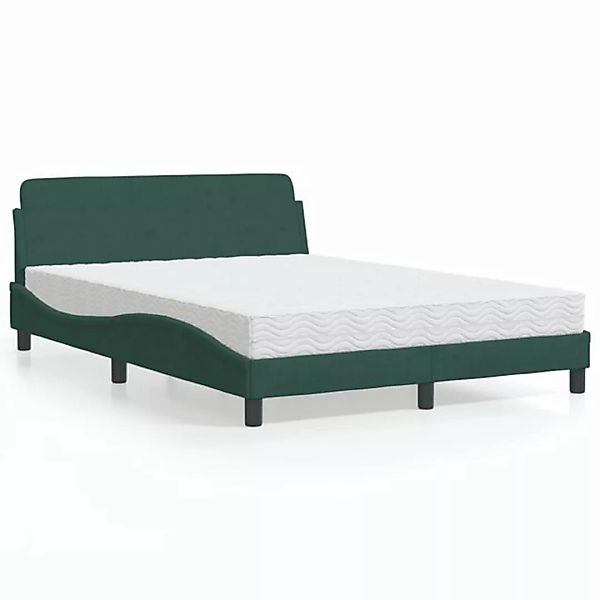 vidaXL Bett Bett mit Matratze Dunkelgrün 140x200 cm Samt günstig online kaufen