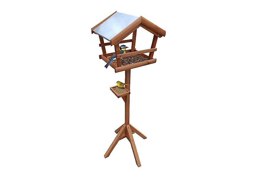 relaxdays Vogelhaus Vogelfutterhaus aus Tannenholz, orange günstig online kaufen
