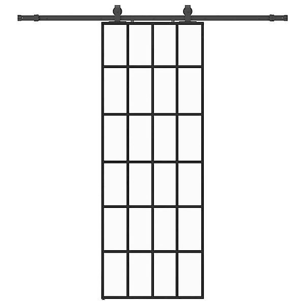 vidaXL Schiebetür mit Beschlag Schwarz 76x205 cm ESG-Glas 3375853 günstig online kaufen