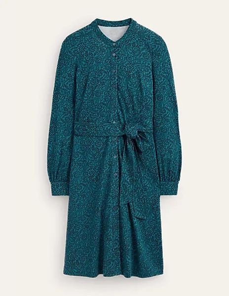 Julia Hemdblusenkleid aus Jersey Damen Boden, Blaugrün, Apfelzweig günstig online kaufen