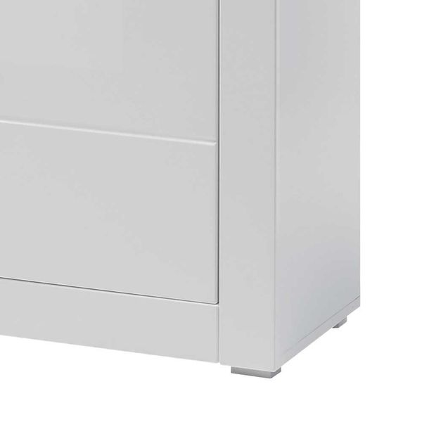 Wohnzimmer Highboard in Hochglanz Weiß und Beton Grau 100 cm breit günstig online kaufen