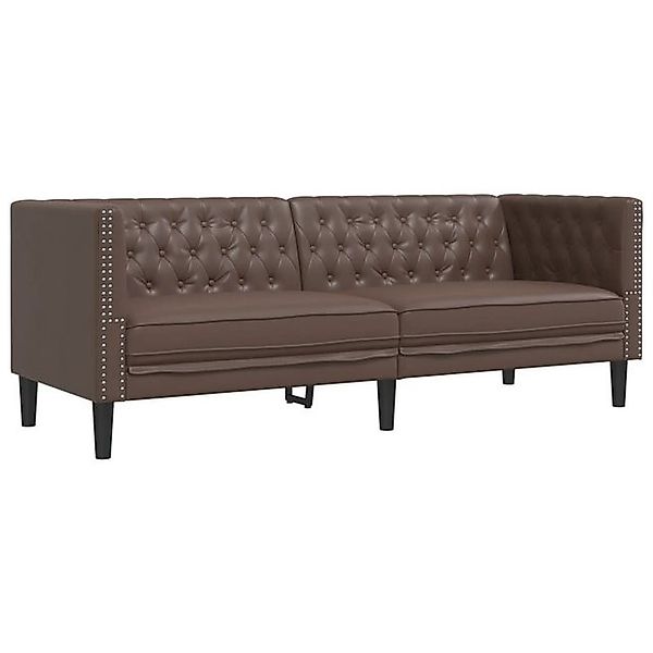 vidaXL Sofa Chesterfield-Sofa 3-Sitzer Braun Kunstleder günstig online kaufen