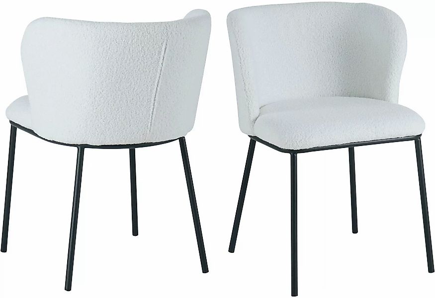 SalesFever 4-Fußstuhl, (Set), 2 St., Bouclé, abgerundete Rückenlehne günstig online kaufen