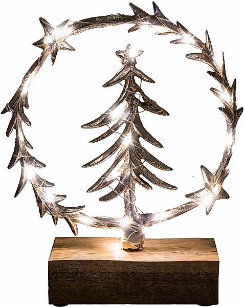 Creativ deco Dekoobjekt »LUMEN, Deko mit Beleuchtung, Kranz mit Tannenbaum« günstig online kaufen