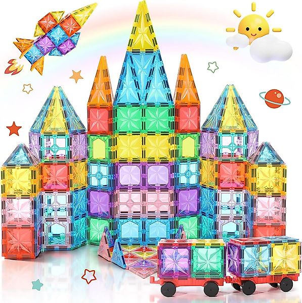 POPOLIC Magnetische Bausteine 61 Teiles Magnetbausteine Magnetspielbaustein günstig online kaufen