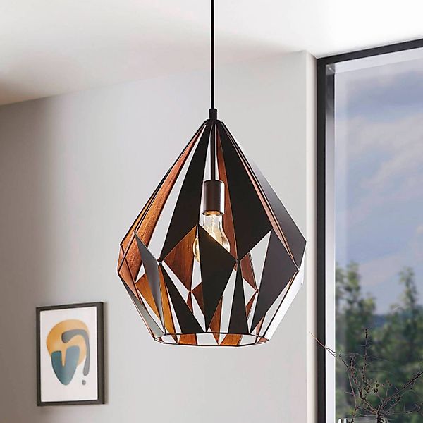 EGLO Hängeleuchte CARLTON 1 Pendellampe, Stahl, E27, IP20, Retro, Esstischl günstig online kaufen