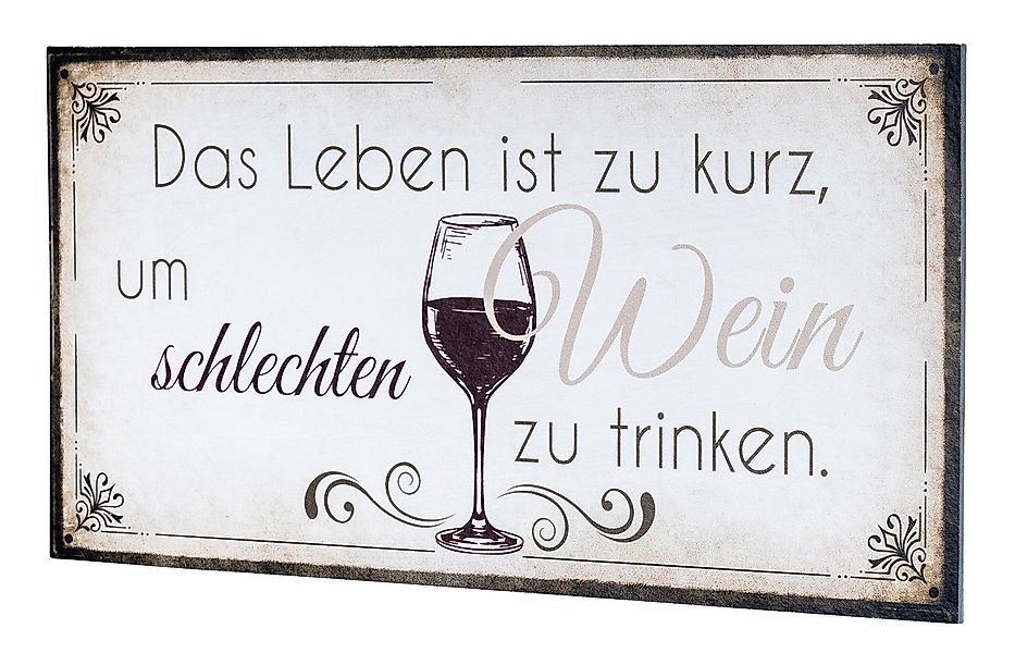 Levandeo® Wandbild, Wandbild 40x20cm Wein Spruch günstig online kaufen