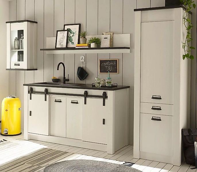 Furn.Design Küchenbuffet Stove (Küche in weiß Pinie und anthrazit, 4-St., S günstig online kaufen