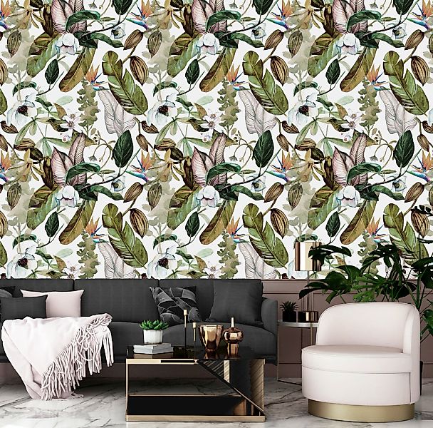 queence Vinyltapete »Bea«, bedruckt-Motiv-botanisch-floral-gemustert-natürl günstig online kaufen