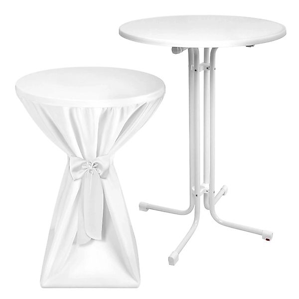 Beautissu Sylt Stehtisch Ø 80cm Weiß mit Premium Stehtischhusse Ø 80cm Weiß günstig online kaufen