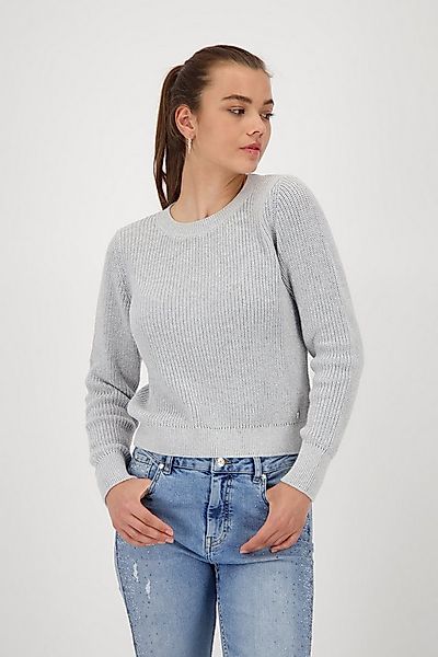 Monari Strickpullover Pullover Basic Lurex Mit Rundhalsausschnitt günstig online kaufen