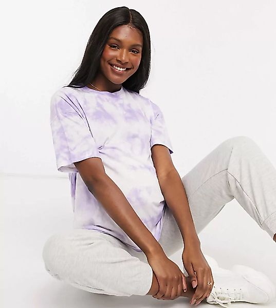 ASOS DESIGN Maternity – Übergroßes T-Shirt mit Batikmuster in Lila günstig online kaufen