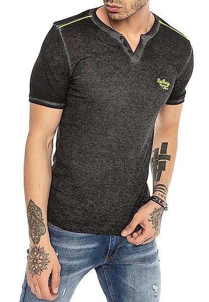 RedBridge T-Shirt mit Henley-Ausschnitt im Used-Look – Kurzarm-Shirt Basic günstig online kaufen