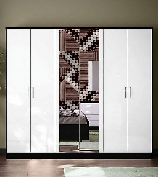 JVmoebel Kleiderschrank Kleiderschrank weiß Schwarz Schlafzimmer Material H günstig online kaufen