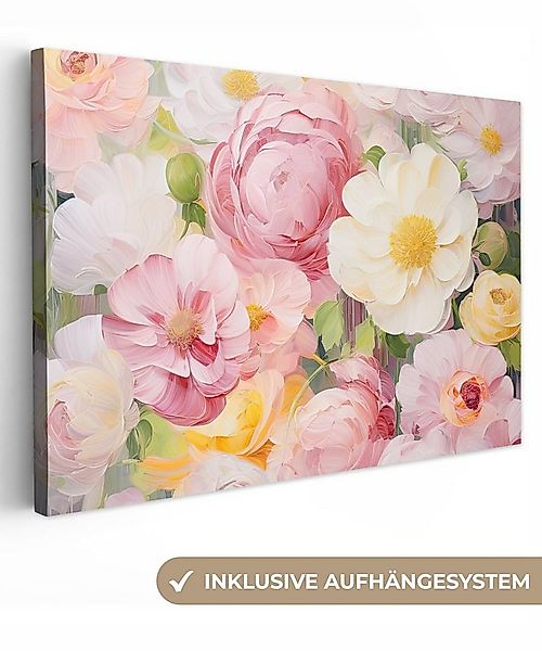 OneMillionCanvasses® Leinwandbild Blumen - Rosa - Botanisch - Kunst - Acryl günstig online kaufen