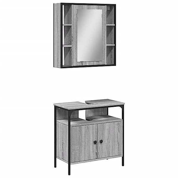 vidaXL Badezimmer-Set 2-tlg. Badmöbel-Set Grau Sonoma günstig online kaufen