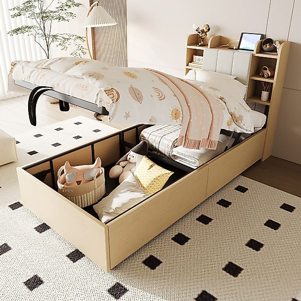 STILVORA Stauraumbett 90x200 mit Matratze&Kopfteil,Holzbett mit günstig online kaufen
