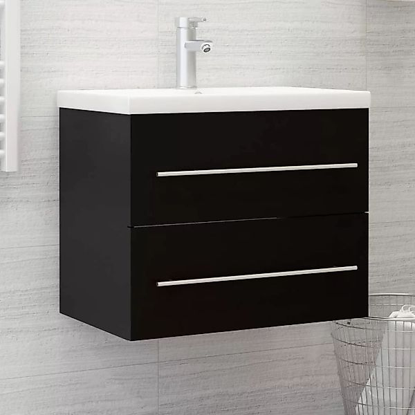 vidaXL Badezimmer-Set Waschbeckenunterschrank Schwarz 60x38,5x48 cm günstig online kaufen