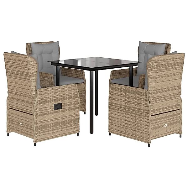 vidaXL 5-Tlg Garten-Essgruppe mit Kissen Beige Poly Rattan 3262876 günstig online kaufen