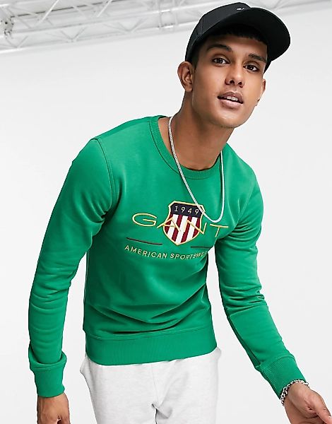 GANT – Archive – Sweatshirts in Grün mit Wappenlogo günstig online kaufen