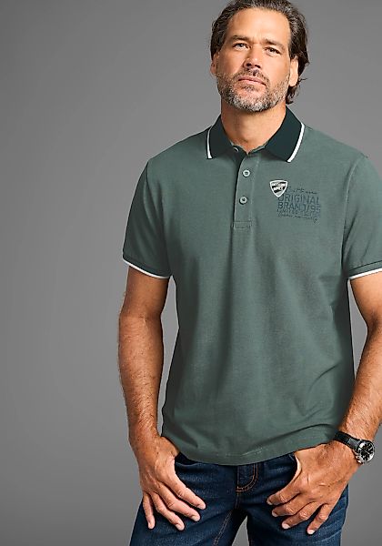 Man's World Poloshirt mit Brustprint, meliertes günstig online kaufen