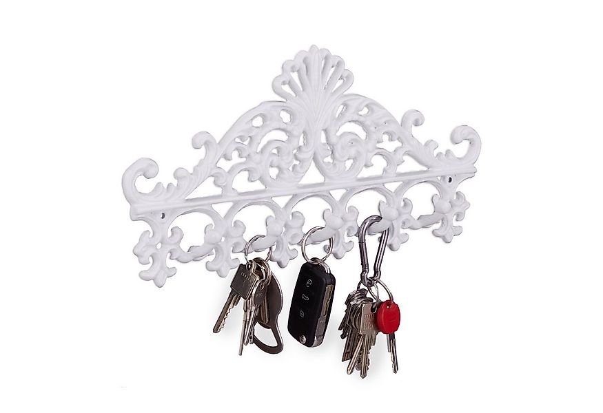 relaxdays Garderobenpaneel Garderobenleiste Gusseisen, weiß günstig online kaufen