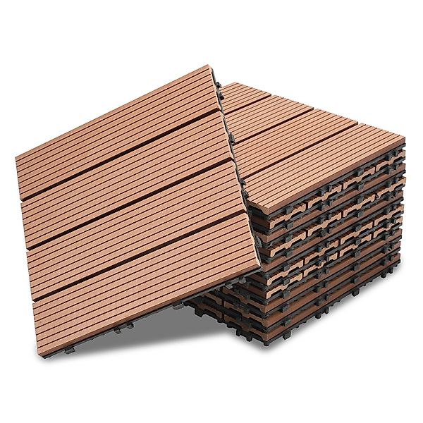 Clanmacy Holzfliesen WPC Terrassenfliesen Holzfliesen 30x30cm günstig online kaufen
