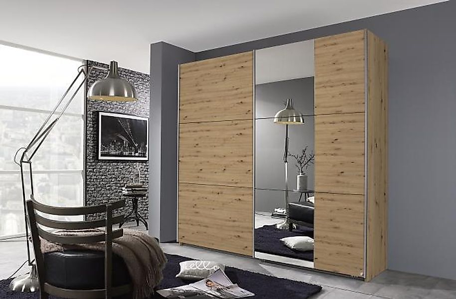 Schwebetürenschrank 2-trg inkl Spiegel + Zubehör  Artisan Eiche günstig online kaufen