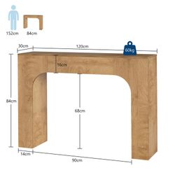 GarveeMore Konsolentisch 120/160cm Flurtisch Sofatisch Eingangstisch günstig online kaufen