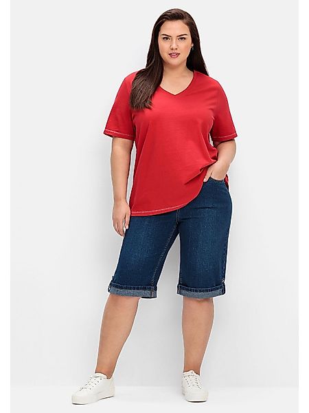 Sheego Jeansbermudas Große Größen mit fixierbarem günstig online kaufen