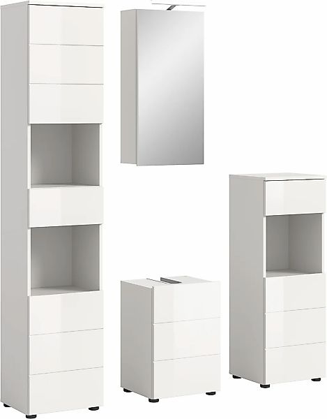 welltime Badmöbel-Set "Biel, Höhe 190 cm,Hochschrank,WBU, Spiegelschrank, U günstig online kaufen