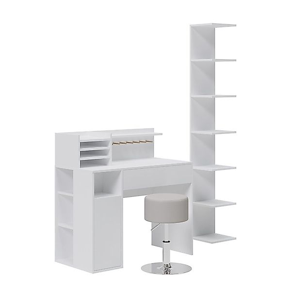Vicco Schreibtisch, Weiß, 3 Teile, mit günstig online kaufen