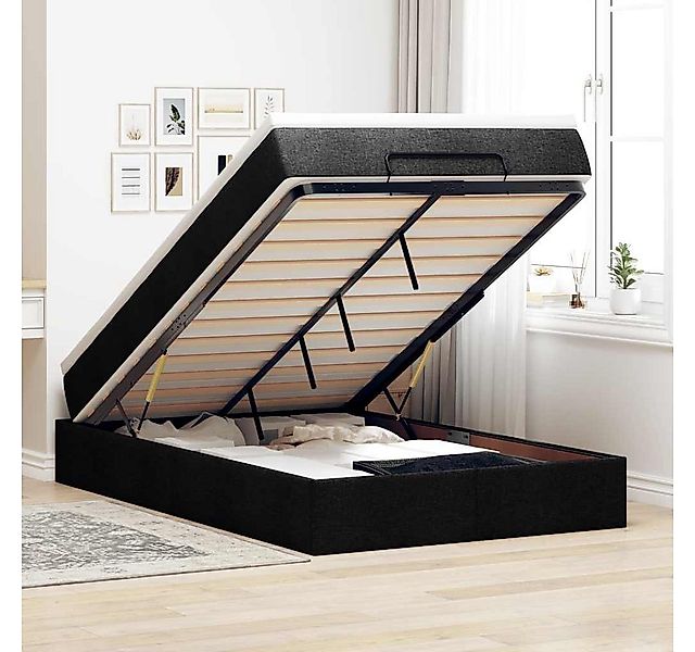 vidaXL Bett, Ottoman-Bett mit Matratze Schwarz 120x190 cm Stoff günstig online kaufen