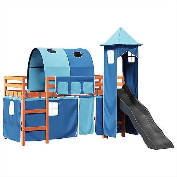 vidaXL Bett Kinderhochbett mit Turm Blau 80x200 cm Massivholz Kiefer günstig online kaufen