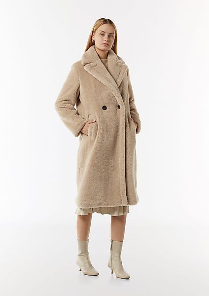 Comma Langmantel Mantel aus Teddy-Plüsch Pelzimitat günstig online kaufen