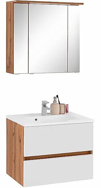 welltime Badmöbel-Set »Lucca«, (2 St.), Breite 60 cm, mit LED-Spiegelschran günstig online kaufen