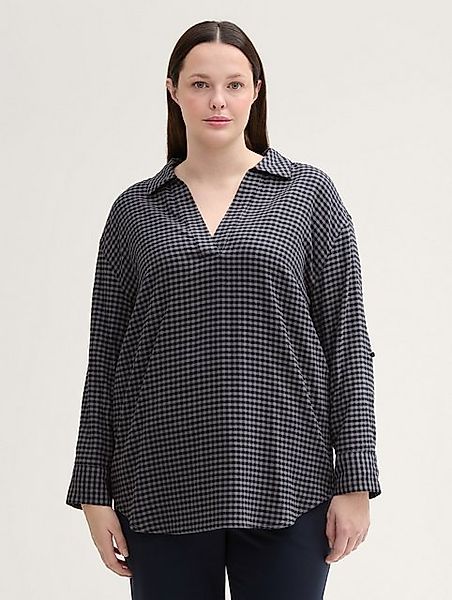 TOM TAILOR PLUS Langarmbluse Plus Size - Flanellbluse mit Karomuster mit la günstig online kaufen