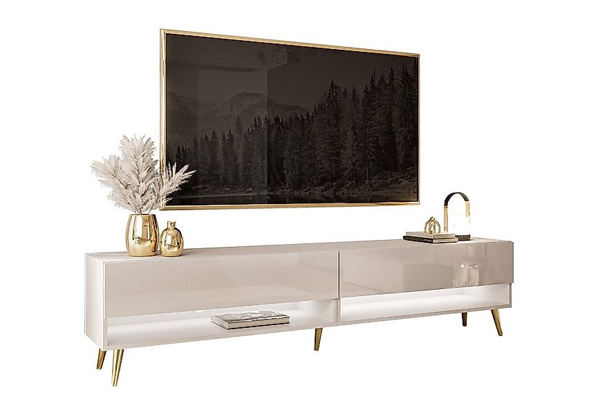 Lookway Lowboard CALANTE 180 cm RTV Schrank auf Beinen und LED-Beleuchtung günstig online kaufen