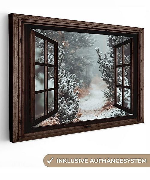 OneMillionCanvasses® Leinwandbild Wald - Winter - Bäume - Natur - Weg - Aus günstig online kaufen