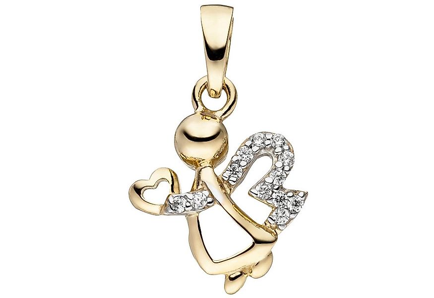 Schmuck Krone Kettenanhänger Anhänger Engel mit Herz aus 333 Gelbgold, Gold günstig online kaufen