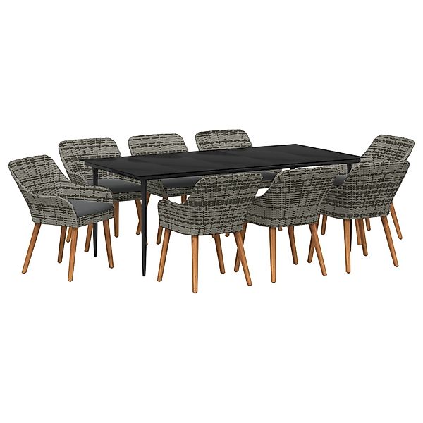vidaXL 9-Teiliges Garten Esszimmer Set Graues Poly Rattan 3261683 günstig online kaufen