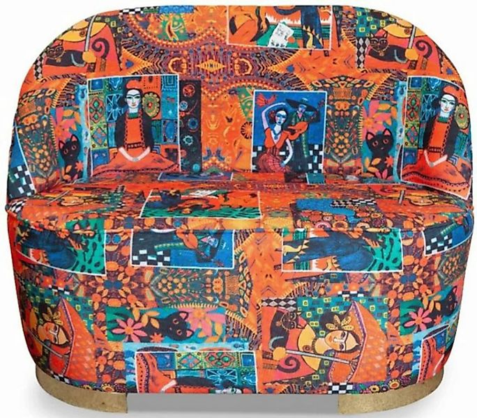 Casa Padrino 2-Sitzer Designer Art Deco Wohnzimmer 2er Sofa Mehrfarbig / Go günstig online kaufen