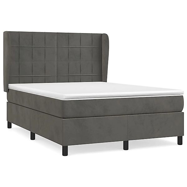 vidaXL Boxspringbett mit Matratze Dunkelgrau 140x190 cm Samt1399780 günstig online kaufen